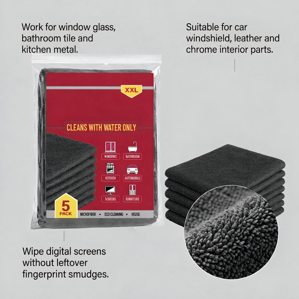 Multi-Surface Microfiber Cleaning Cloth – Streak-Free & Super Absorbent