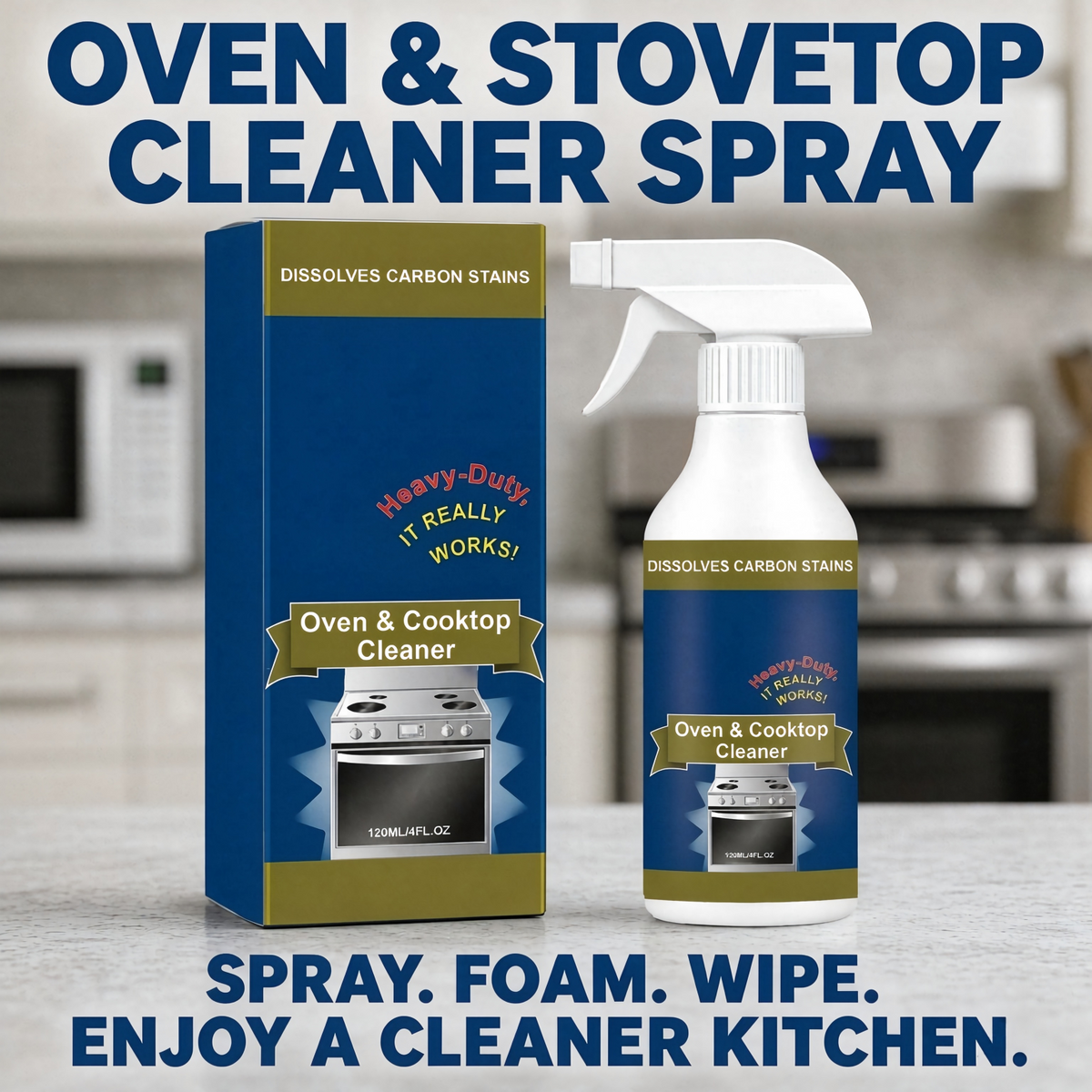 Oven & Stovetop Cleaner Spray – Powerful Grease & Burnt-On Stain Remover
