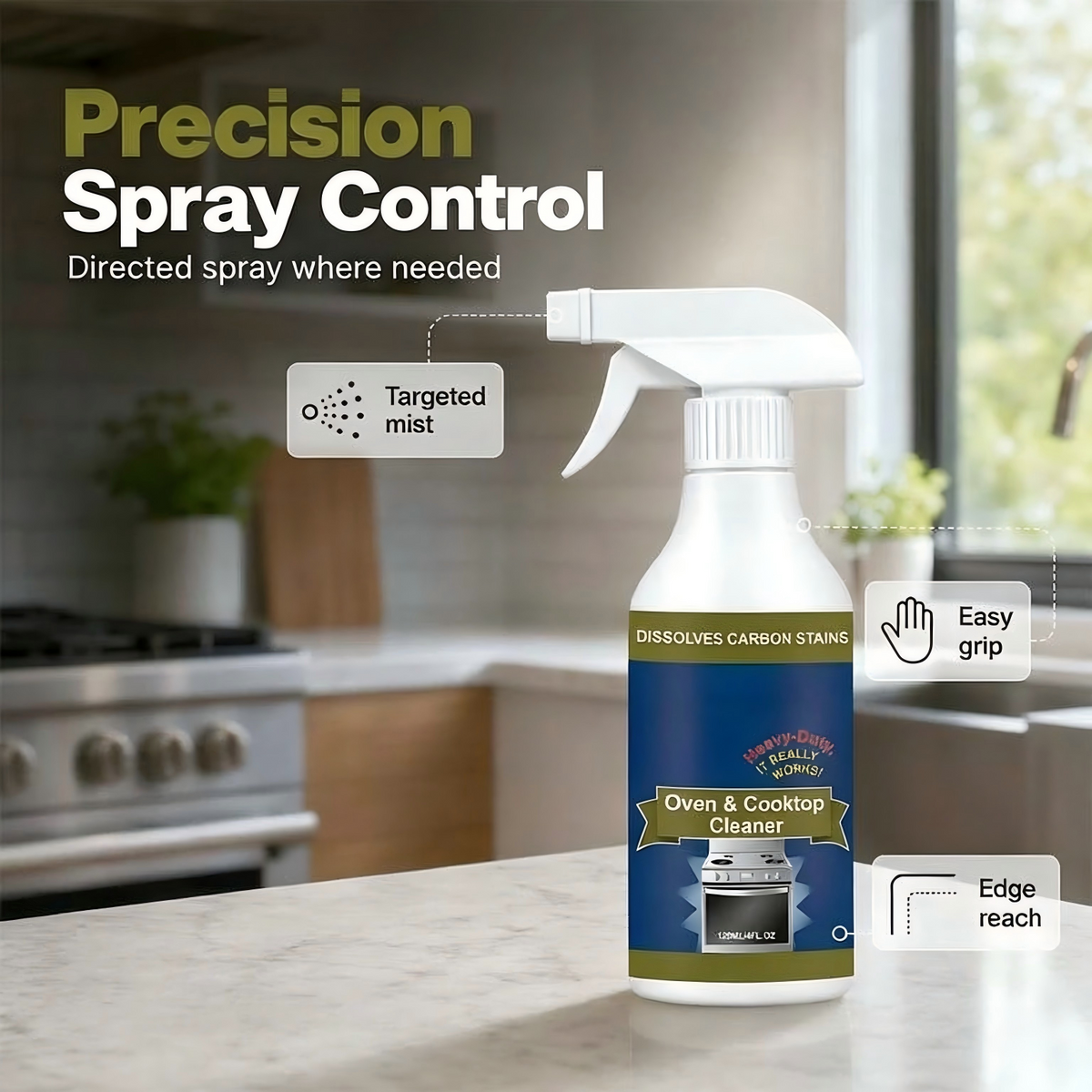 Oven & Stovetop Cleaner Spray – Powerful Grease & Burnt-On Stain Remover
