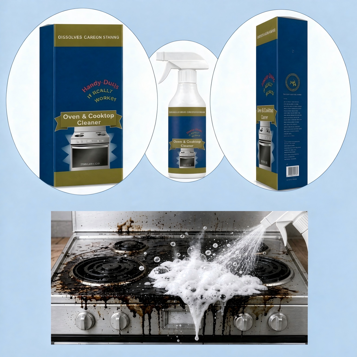 Oven & Stovetop Cleaner Spray – Powerful Grease & Burnt-On Stain Remover