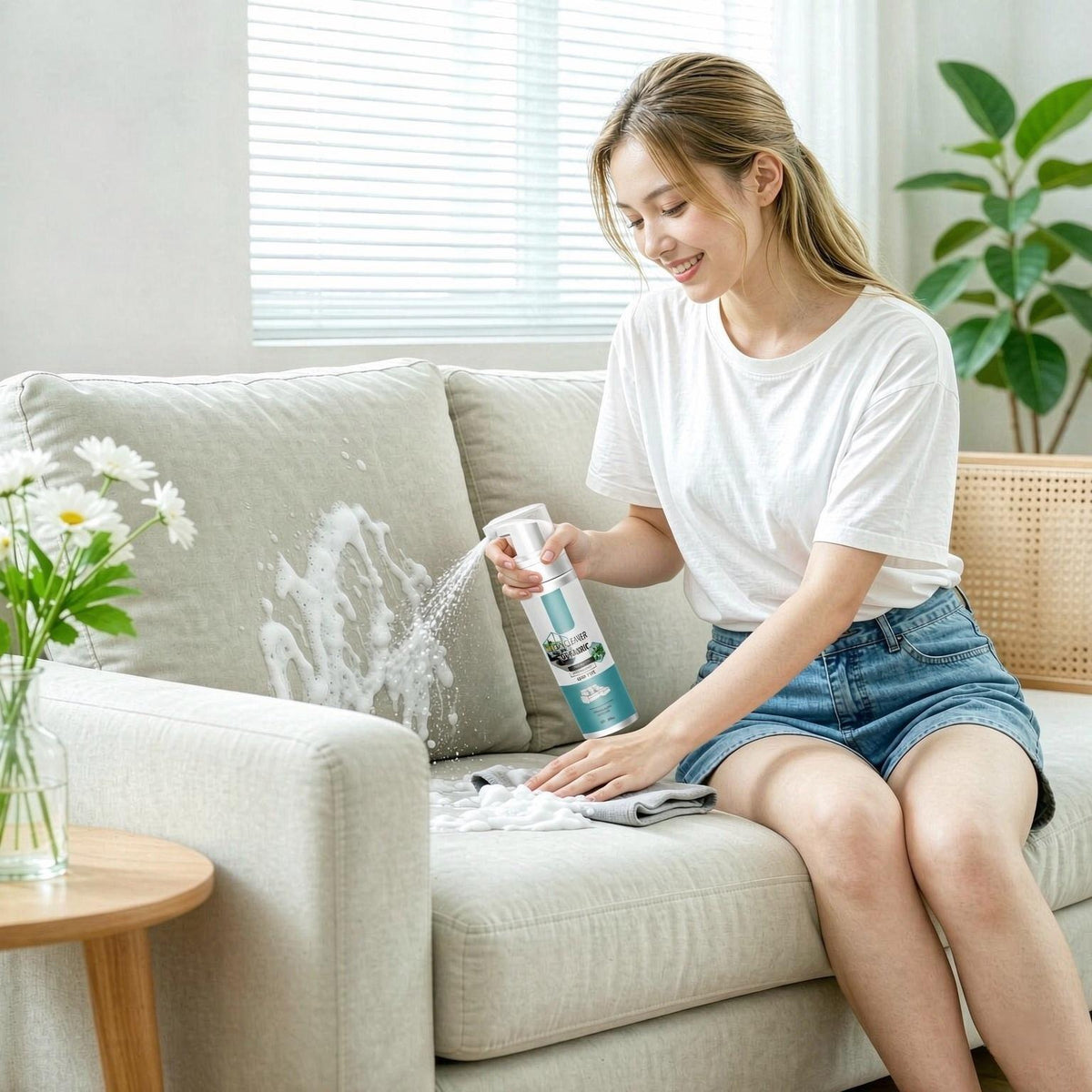 Multi-Purpose Fabric Cleaner Spray – Foam Cleaner for Sofas, Carpets, Curtains & Car Interiors