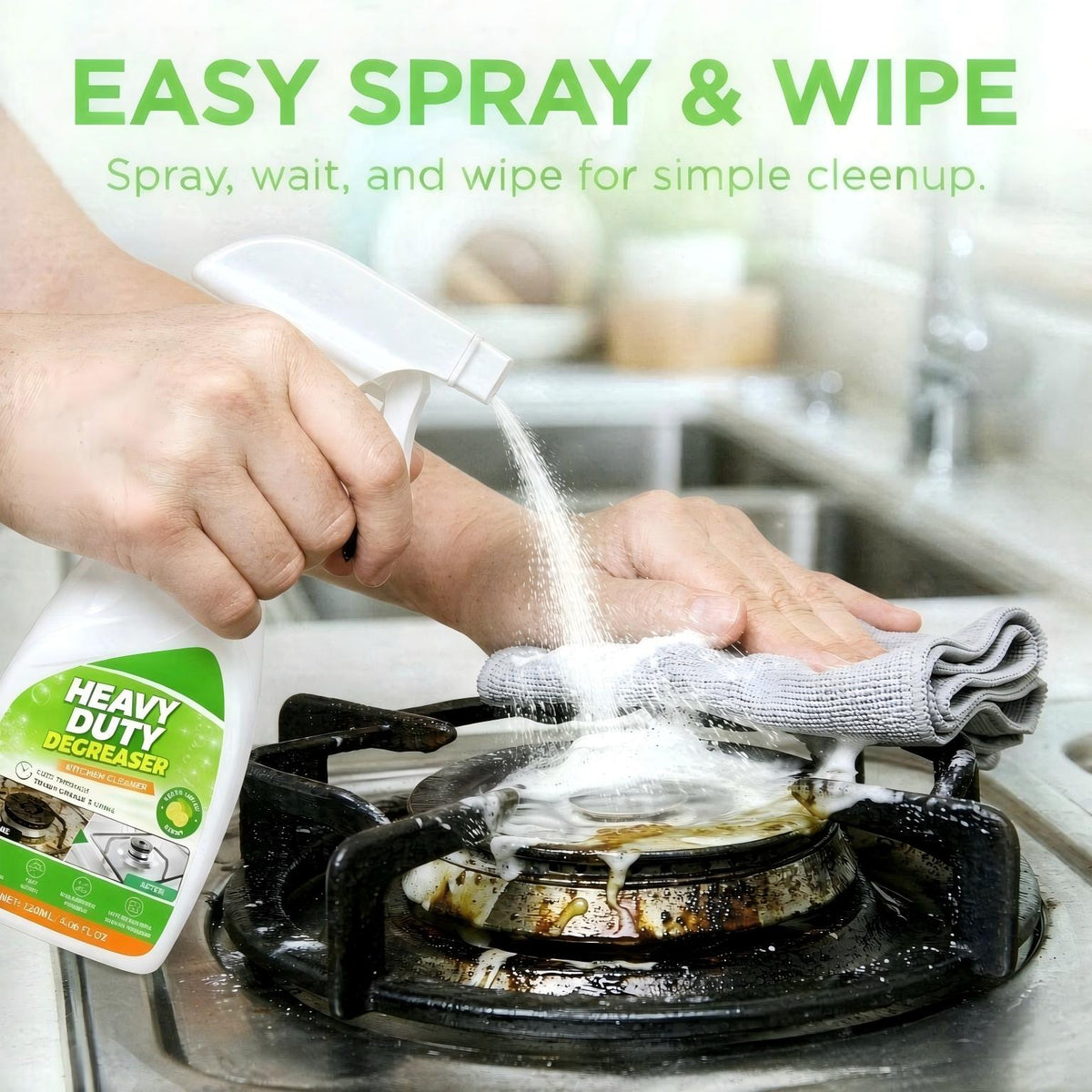 Heavy-Duty Kitchen Degreaser Spray – Powerful Grease & Grime Cleaner