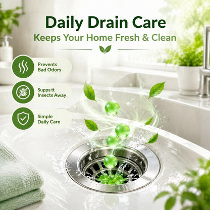 Drain Odor Eliminator Gel Beads – Fresh Scent Cleaner for Bathroom & Kitchen Pipes