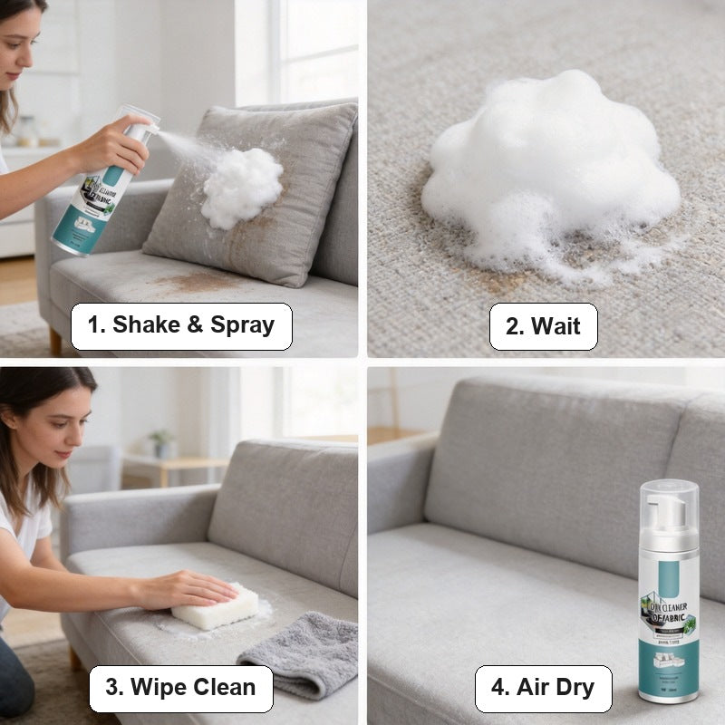 Multi-Purpose Fabric Cleaner Spray – Foam Cleaner for Sofas, Carpets, Curtains & Car Interiors