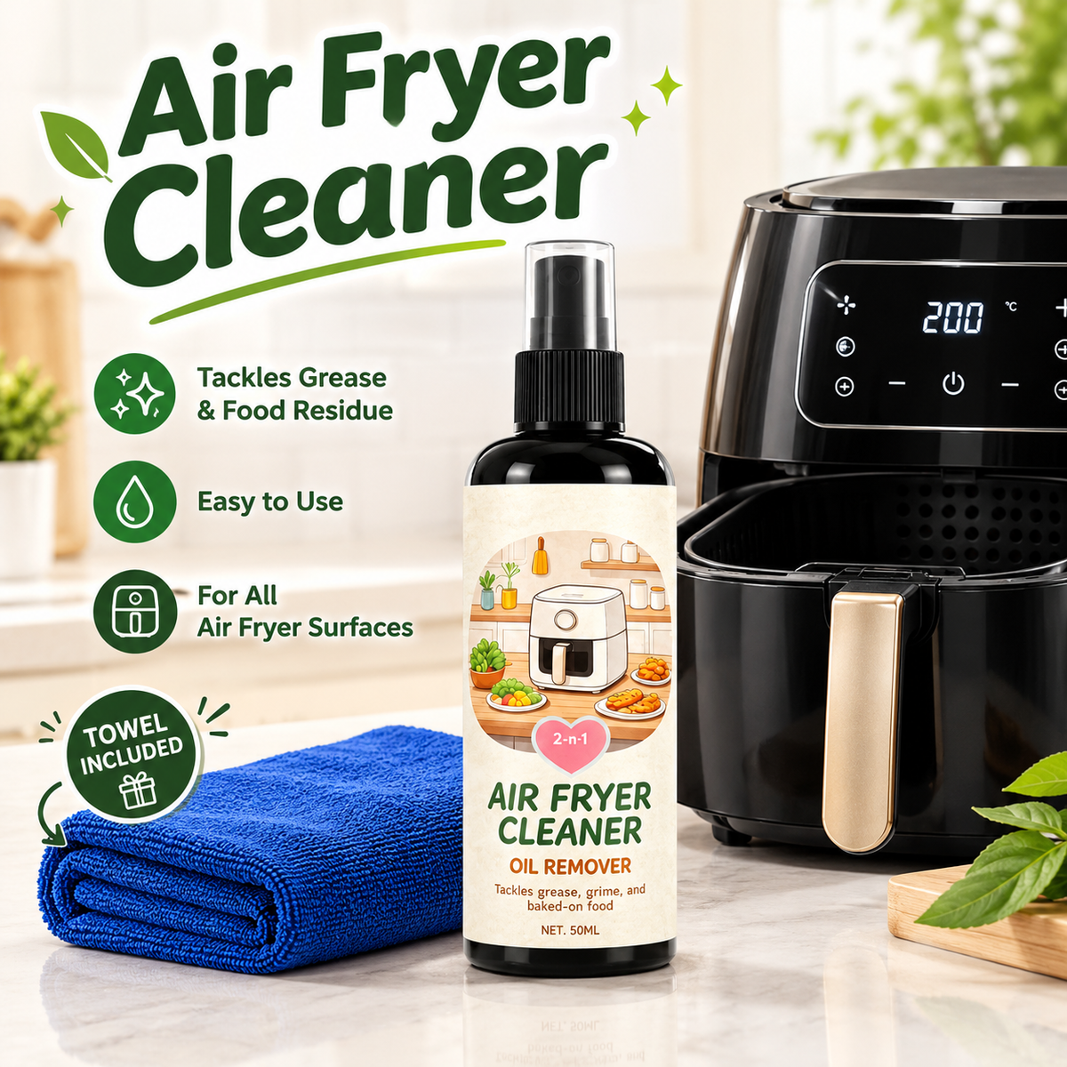 Air Fryer Cleaner – Easy Grease Removal & Deep Kitchen Cleaning