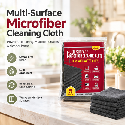 Multi-Surface Microfiber Cleaning Cloth – Streak-Free & Super Absorbent